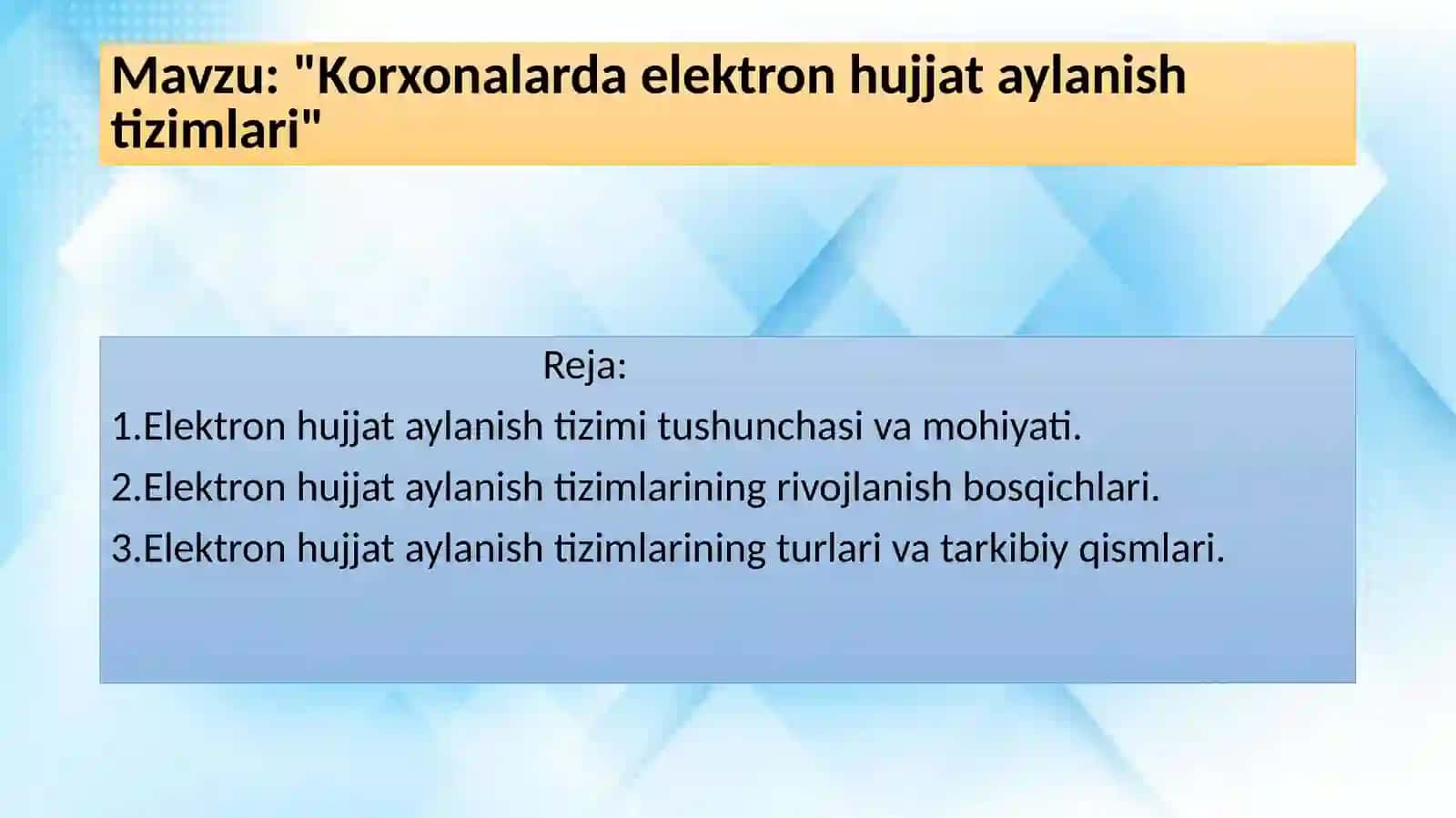 Korxolarda elektron hujjat aylanish tizimlari 2