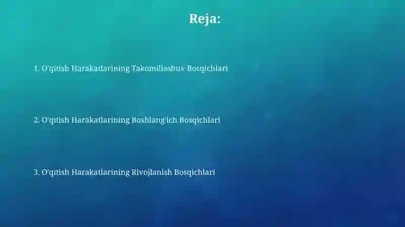 Harakatlarga oʻrgatish bosqichlari 2