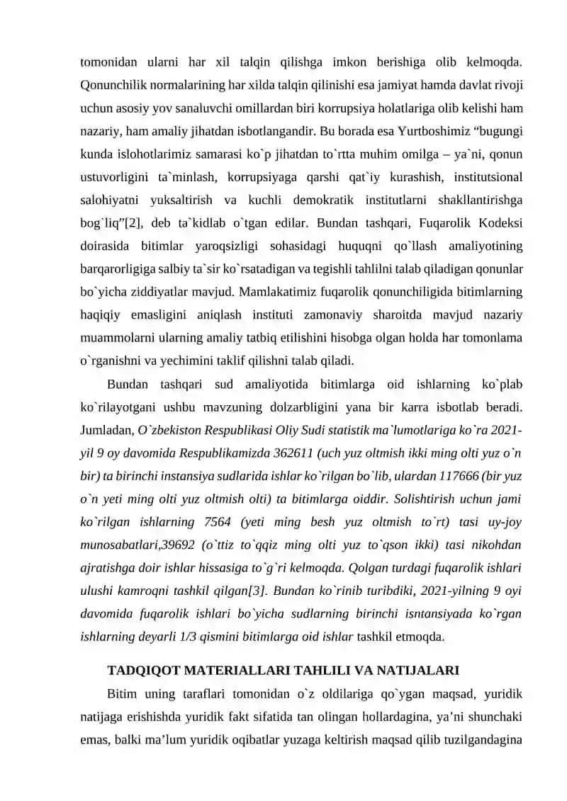 BITIMNING HAQIQIY EMASLIGI VA UNING HUQUQIY OQIBATI 2