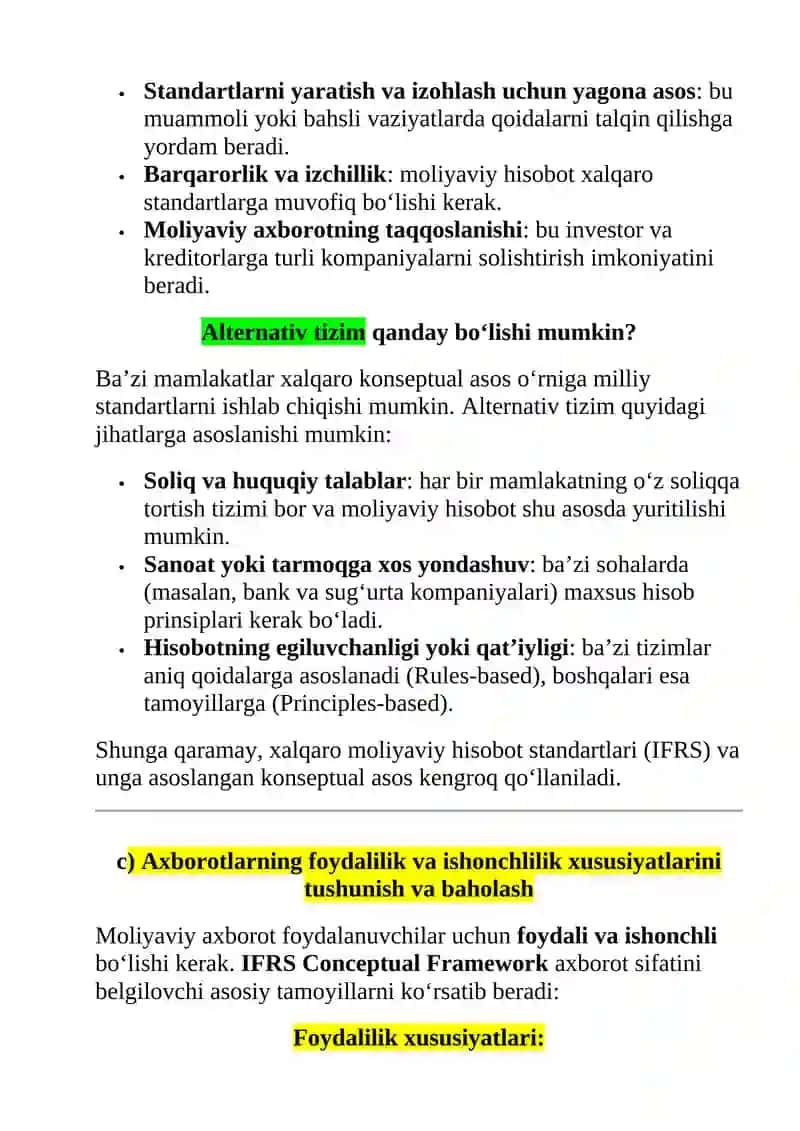 Konseptual asoslarning zaruriyati va foydali axborotlarning tavsifi 2