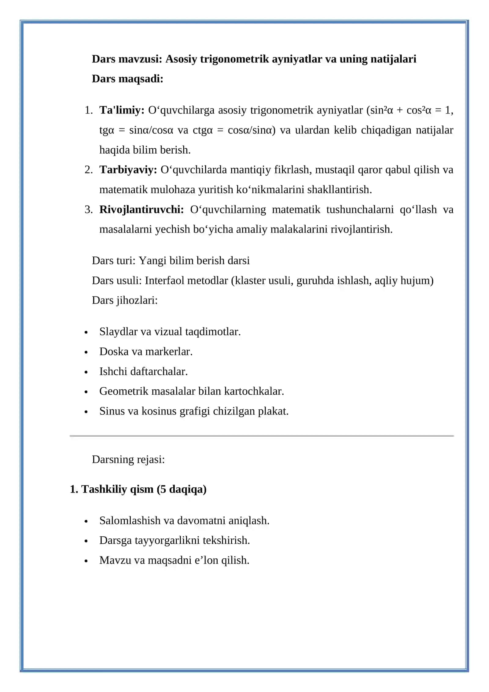 8-sinf geometriya fanidan 1 soatlik dars 2