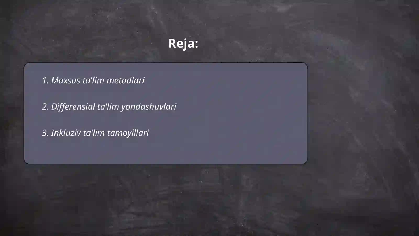 Imkoniyati cheklangan bolalarni o‘qitishda ta‘lim metodlari va vositalari ta‘limni tashkil qilish shakllari va turlari to‘g‘risida bilimlarni berish 2