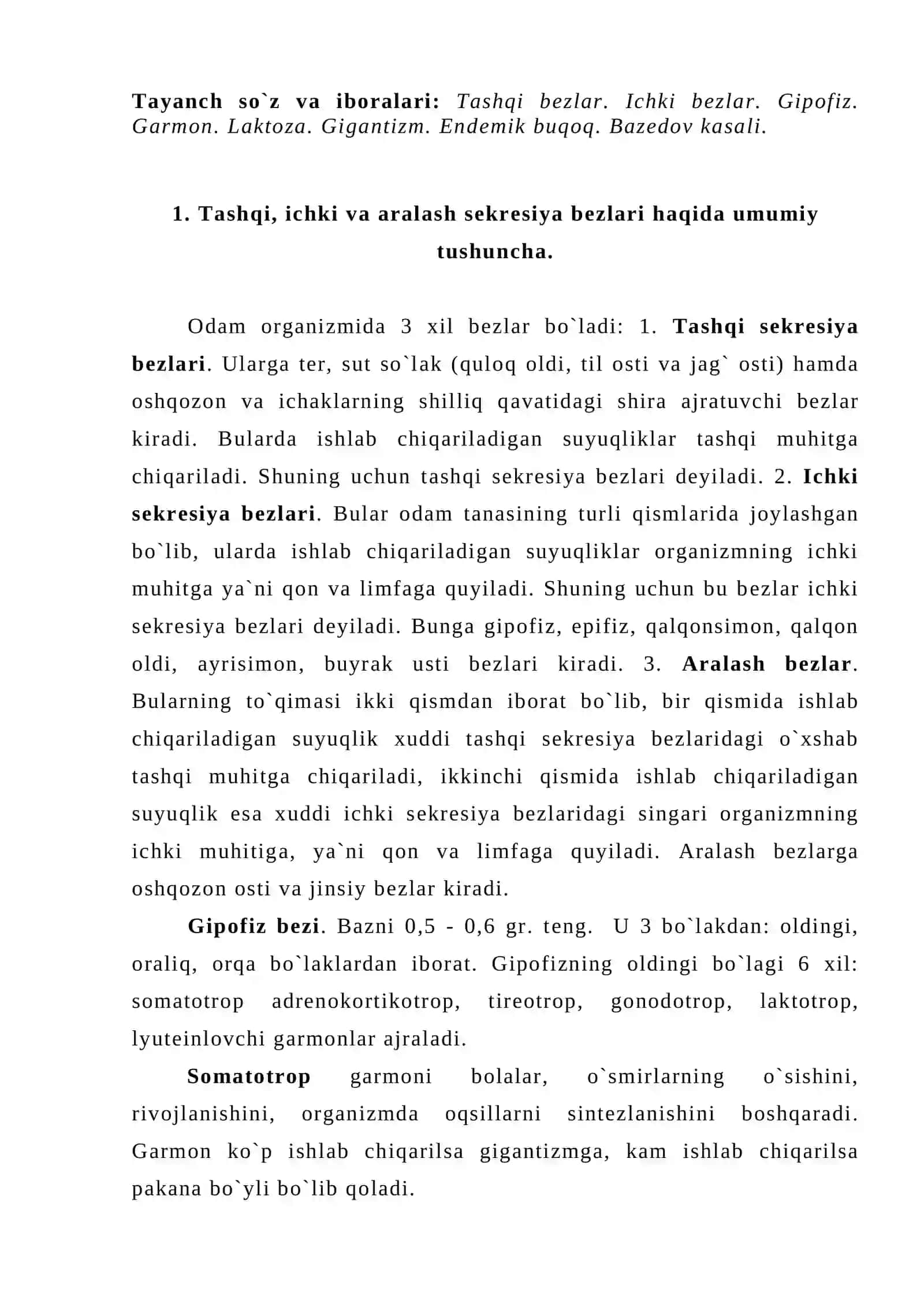 Ichki sеkrеsiya bеzlаri. Hаzm qilish оrgаnlаri hаmdа mоddа vа enеrgiya аlmаshinuv 2
