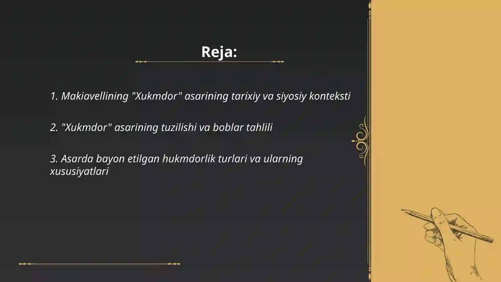 Makiavellining "Xukmdor" asari boyicha 2