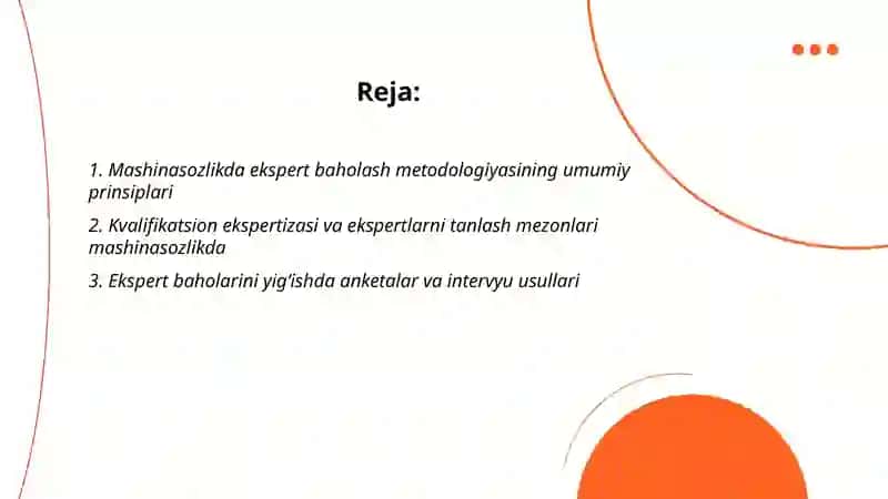 Mashinasozlikda ekspertlarning baholash usullari 2