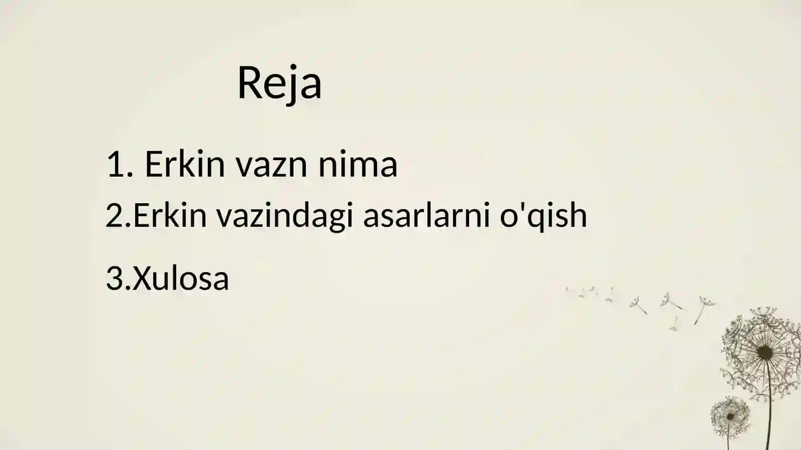 Erkin vazndagi asarlarni ifodalio'qish texnikasi 2