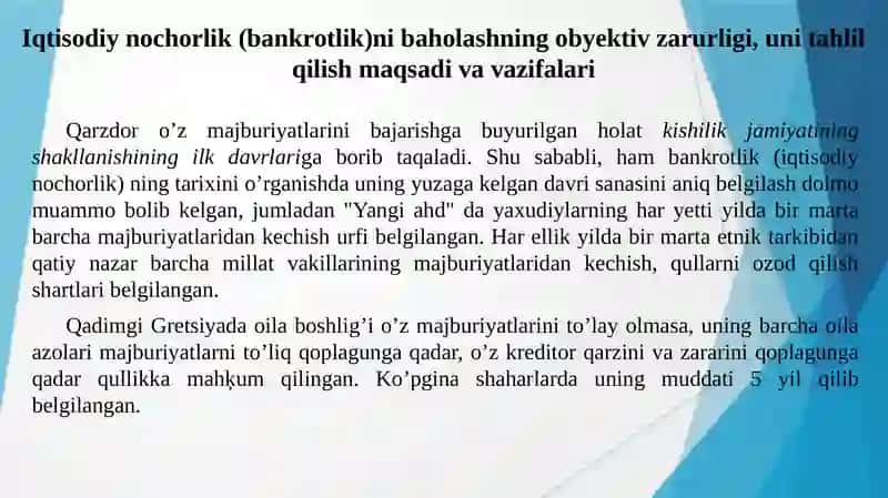 Iqtisodiy Nochorlik (Bankrotlik)ni Baholash 2