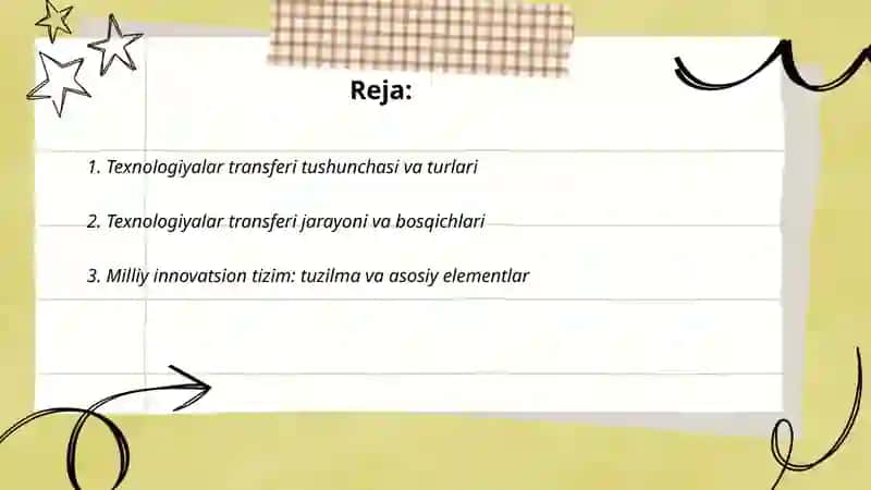 Texnologiyalar transferi va uning milliy innovatsion tizimdagi o‘rni 2