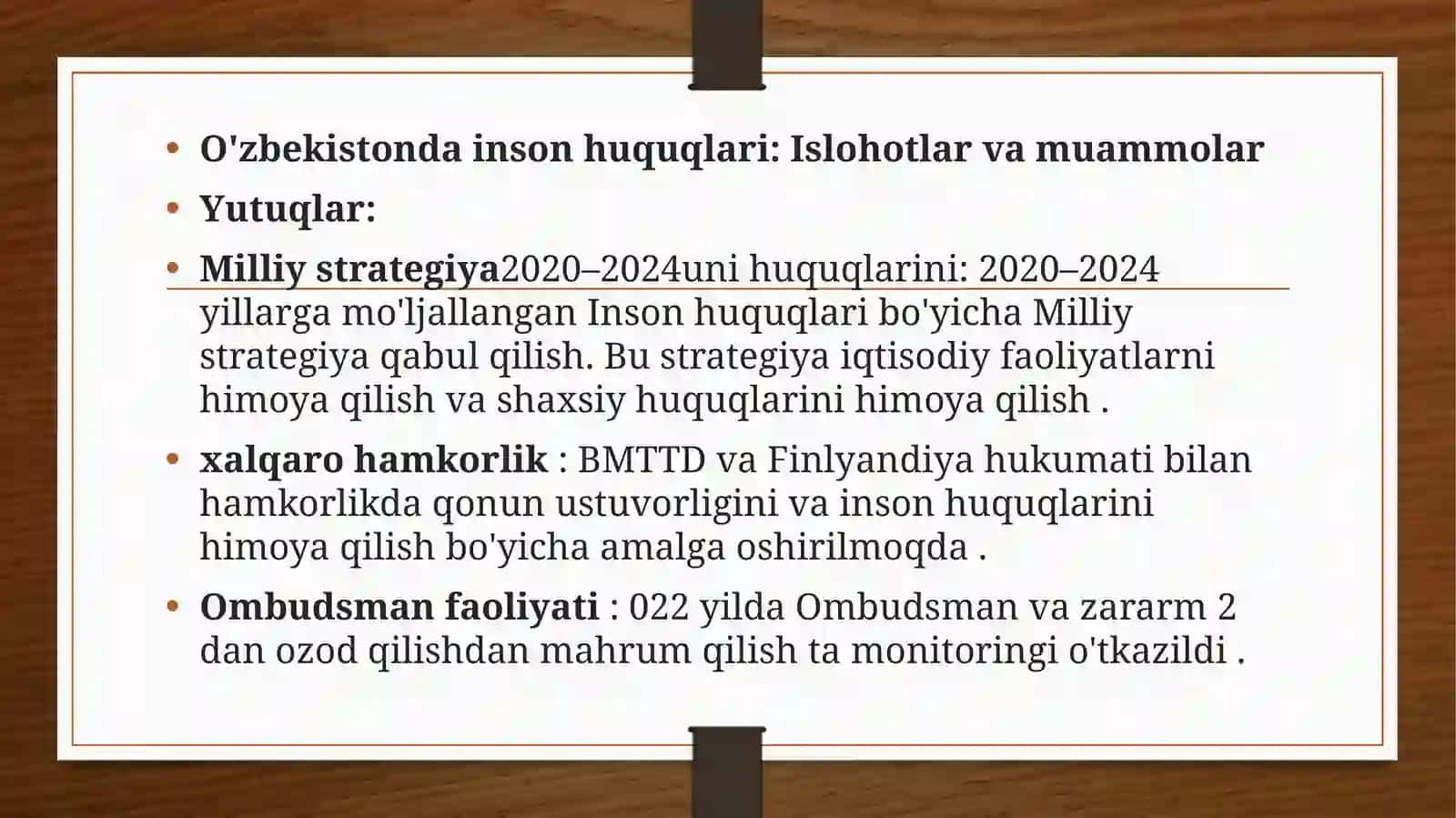Inson huquqlarini ta’minlash global muammo sifatida. 2