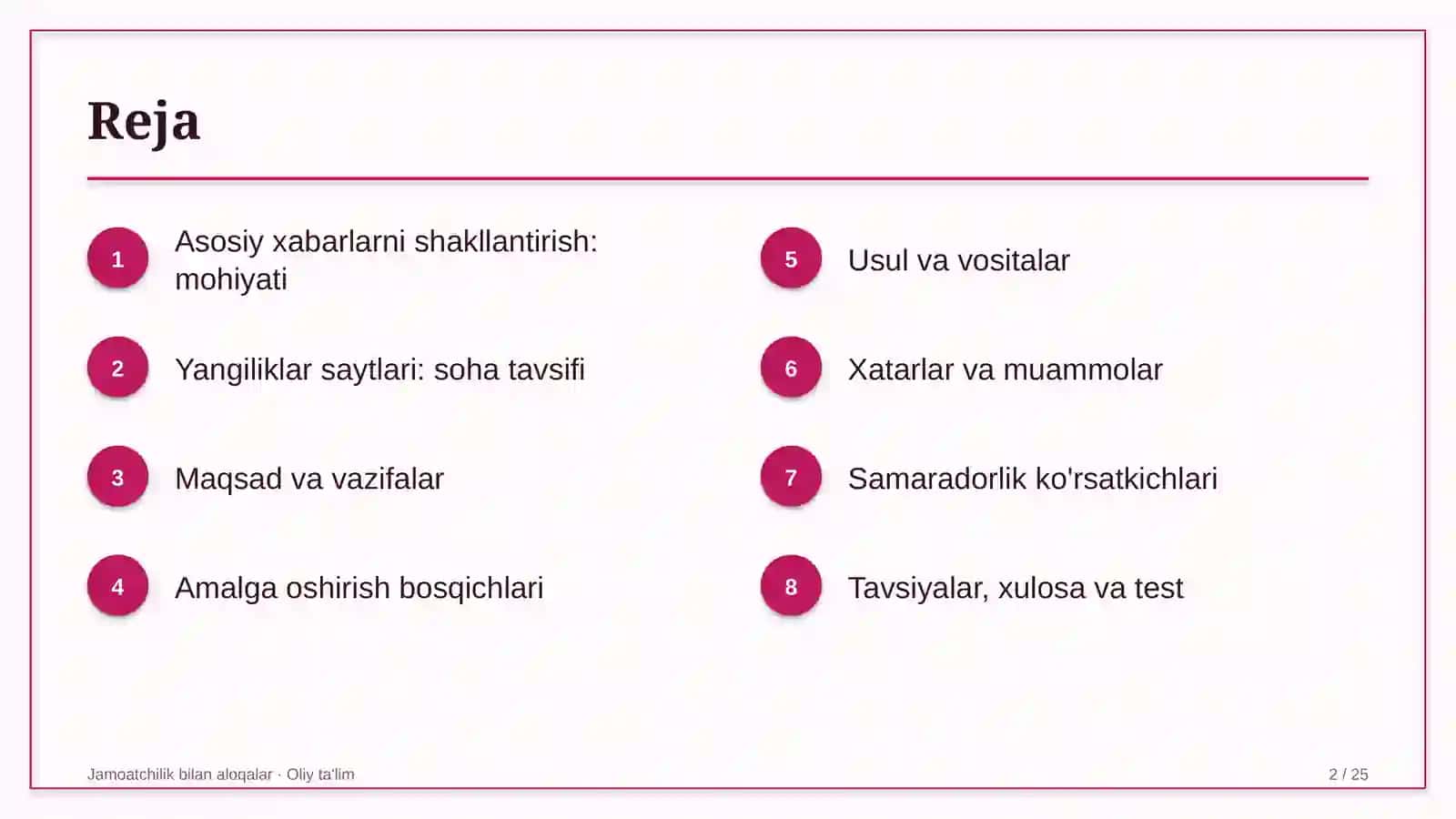 Yangiliklar saytlarida asosiy xabarlarni shakllantirish 2
