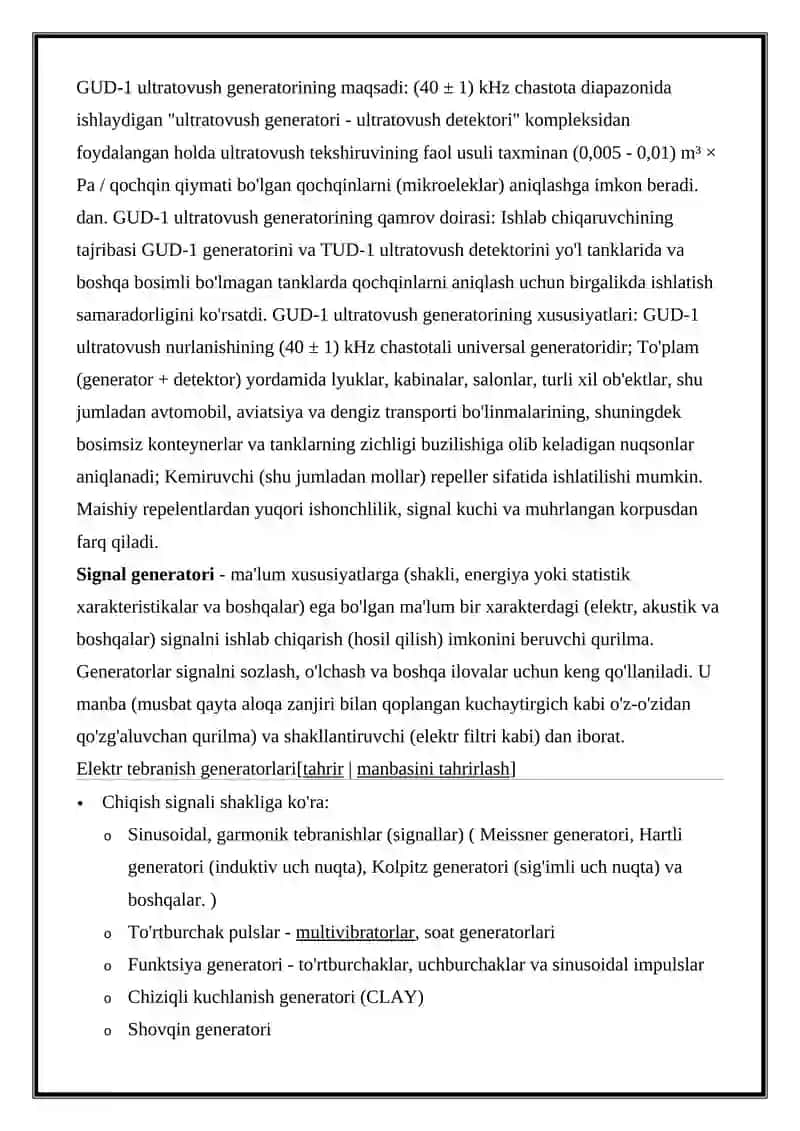 ULTRATOVUSH SIGNAL GENERATORLARI 2