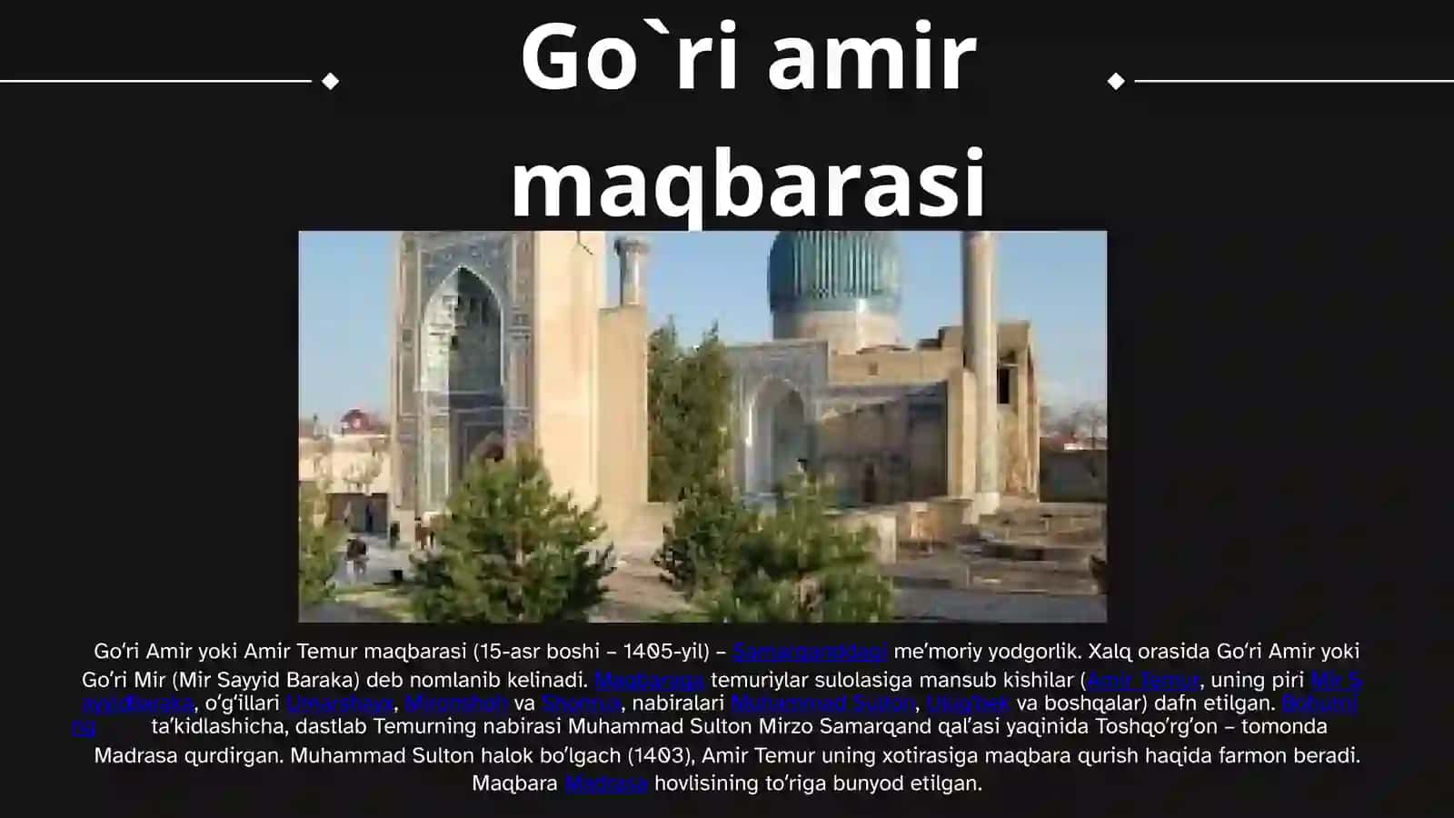 Goʻri Amir yoki Amir Temur maqbarasi 2