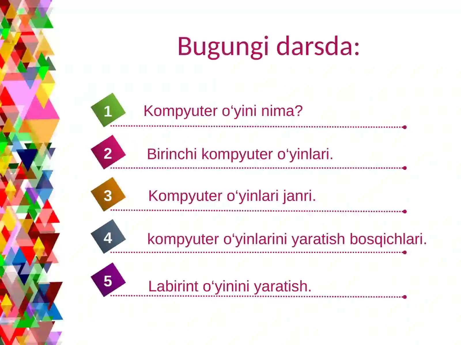 Informatika fanidan Scratch dasturida o'yin yaratish dars ishlanma 2