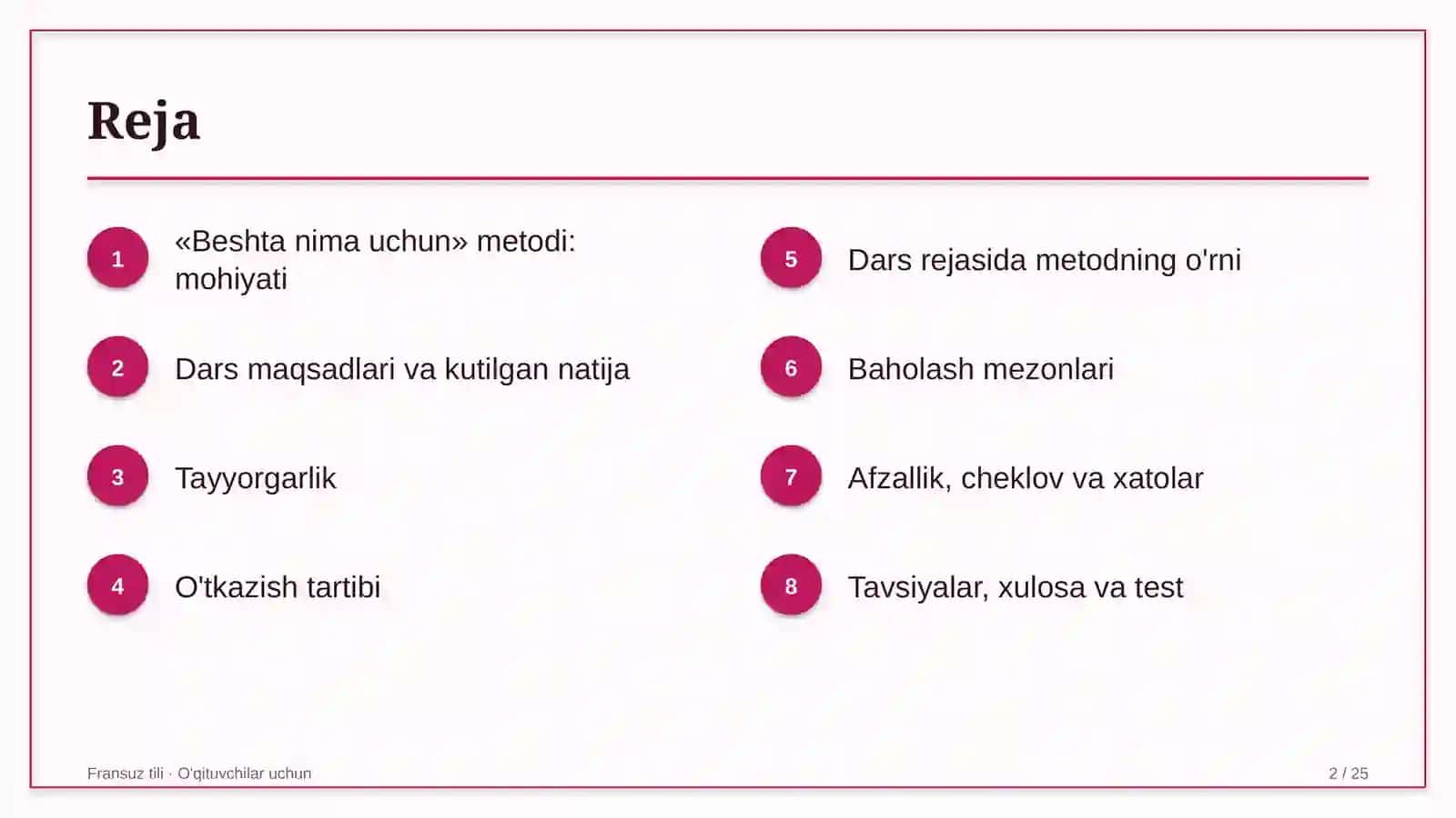 fransuz tili darslarida beshta nima uchun metodidan foydalanish 2226 2