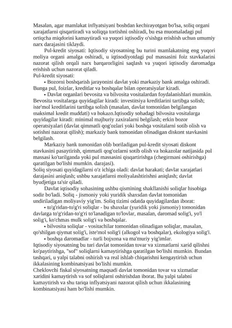 Iqtisodiy siyosatning soddalashtirilgan modellari 2