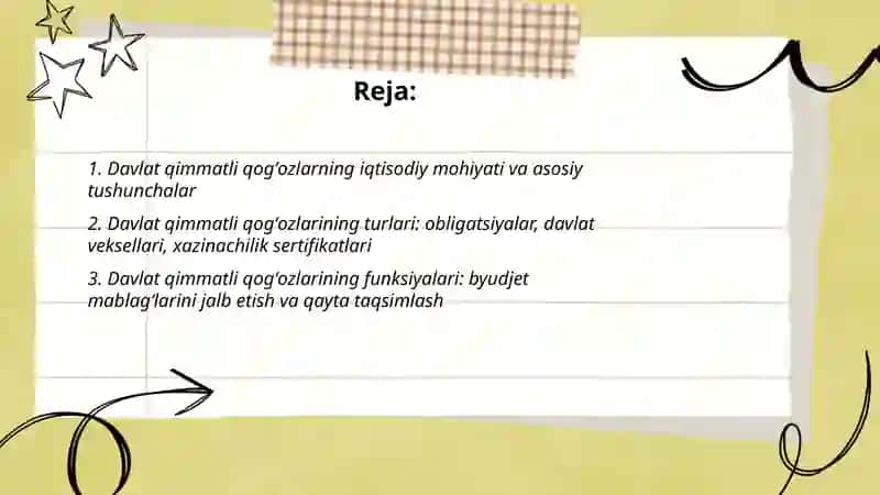 Davlat qimmatli qogʻozlar iqtisodiy mohiyati qoʻllanish xususiyatlari 2