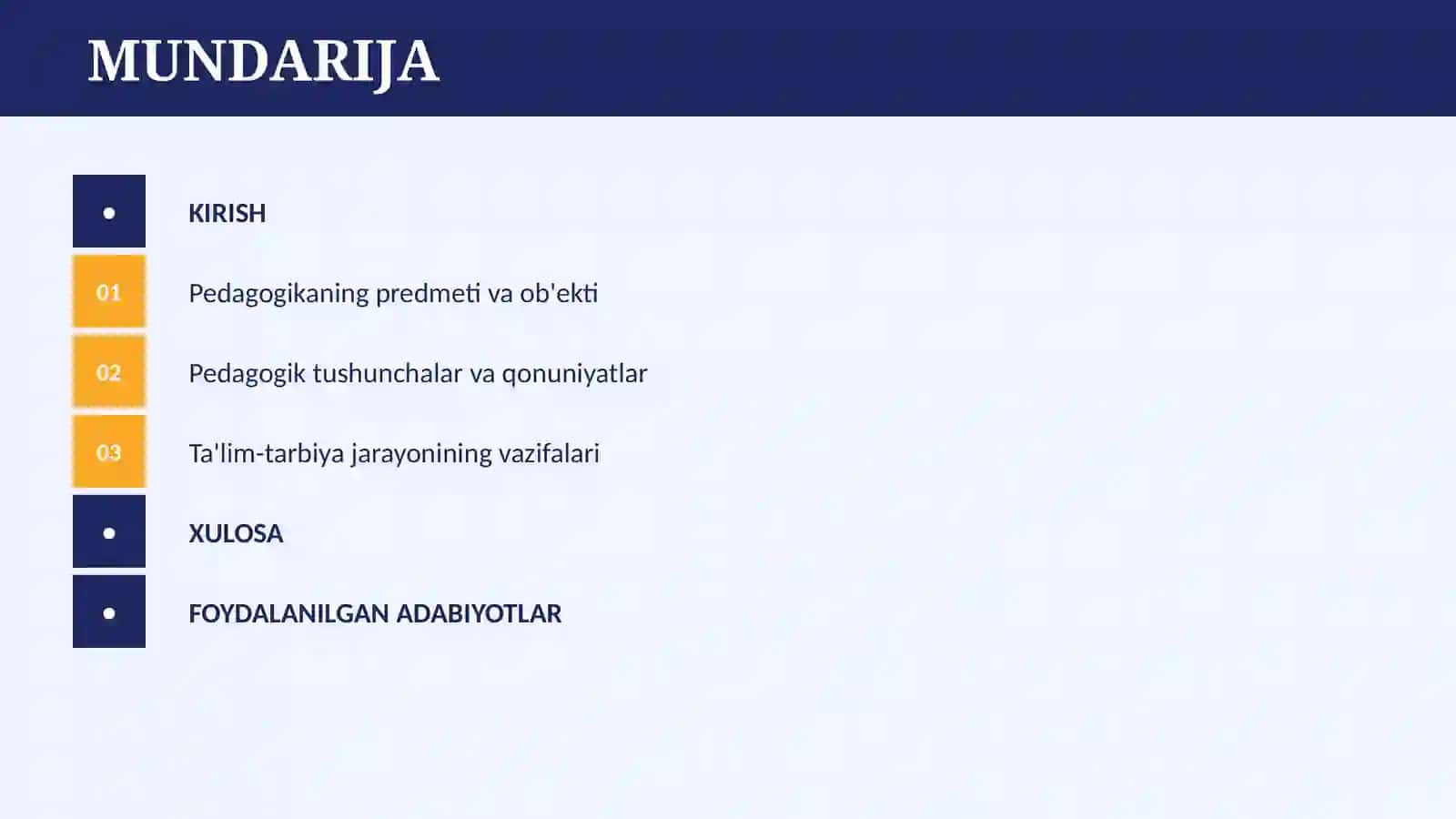 PEDAGOGIKA FANINING PREDMETI VA UNING VAZIFALARI 2