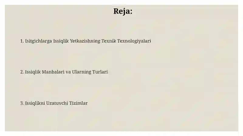 Issiqlik bilan taminlashning texnik texnologiyalari 2