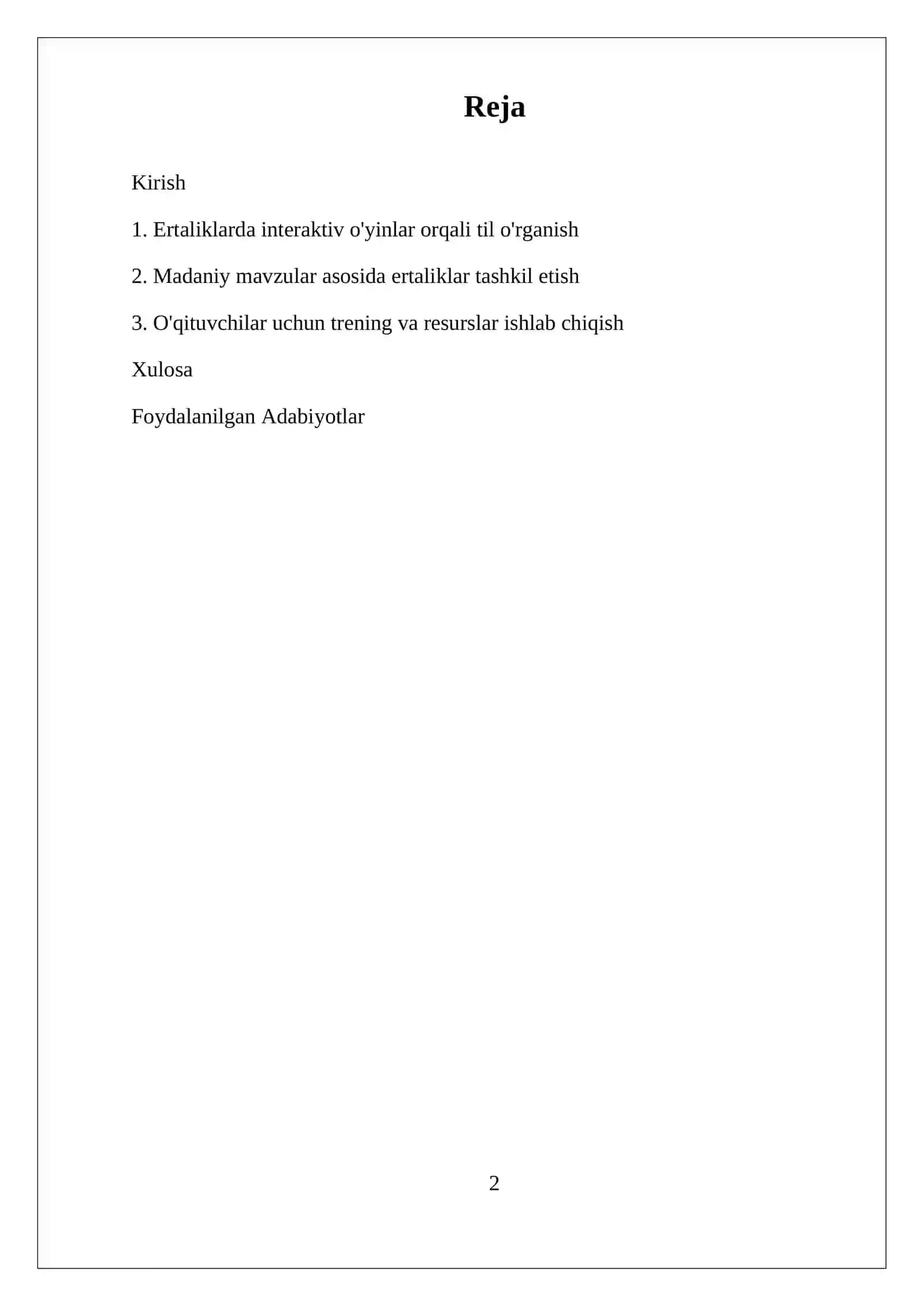 Ertaliklarni Tashkil Etish Ssenariysi 2