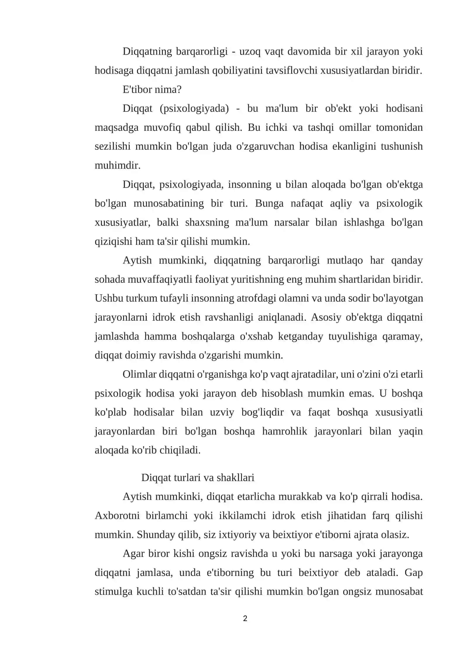 Diqqatning asosiy xususiyatlari 2
