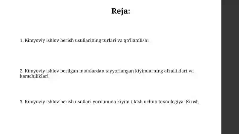 Kimyoviy taʼsir usullarini qoʻllab tikuv buyumlarini tikish texnologiyasi 2