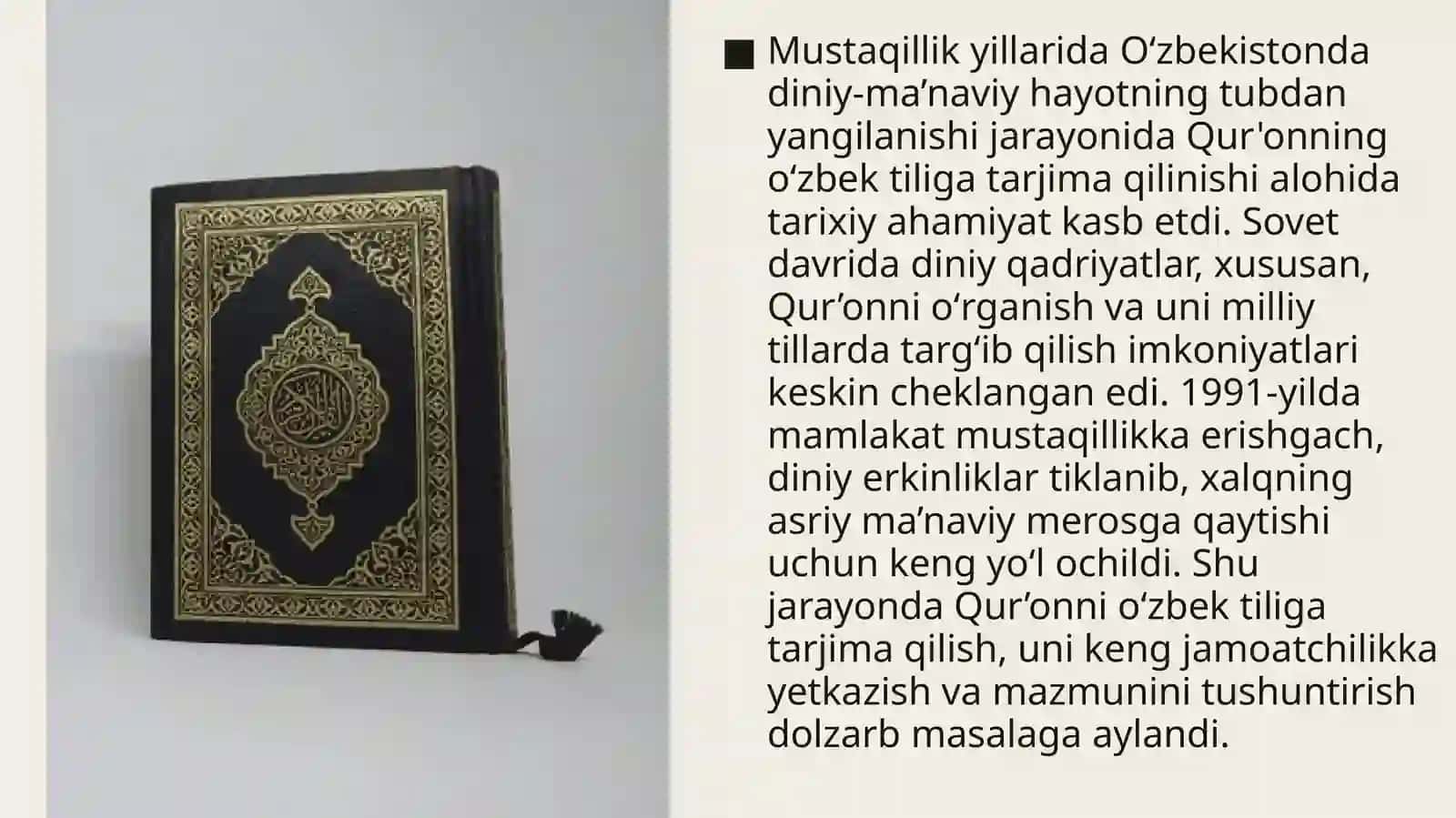 Mustaqillik yillarida Qur'onning o'zbektiliga tarjimasi va tasvirlari 2