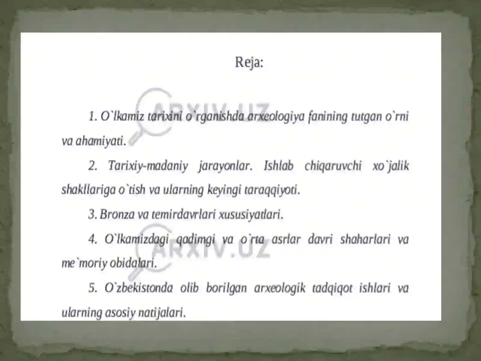 O‘lkamiz tarixini o‘rganishda arxeologikyodgorliklarni o‘rni 2