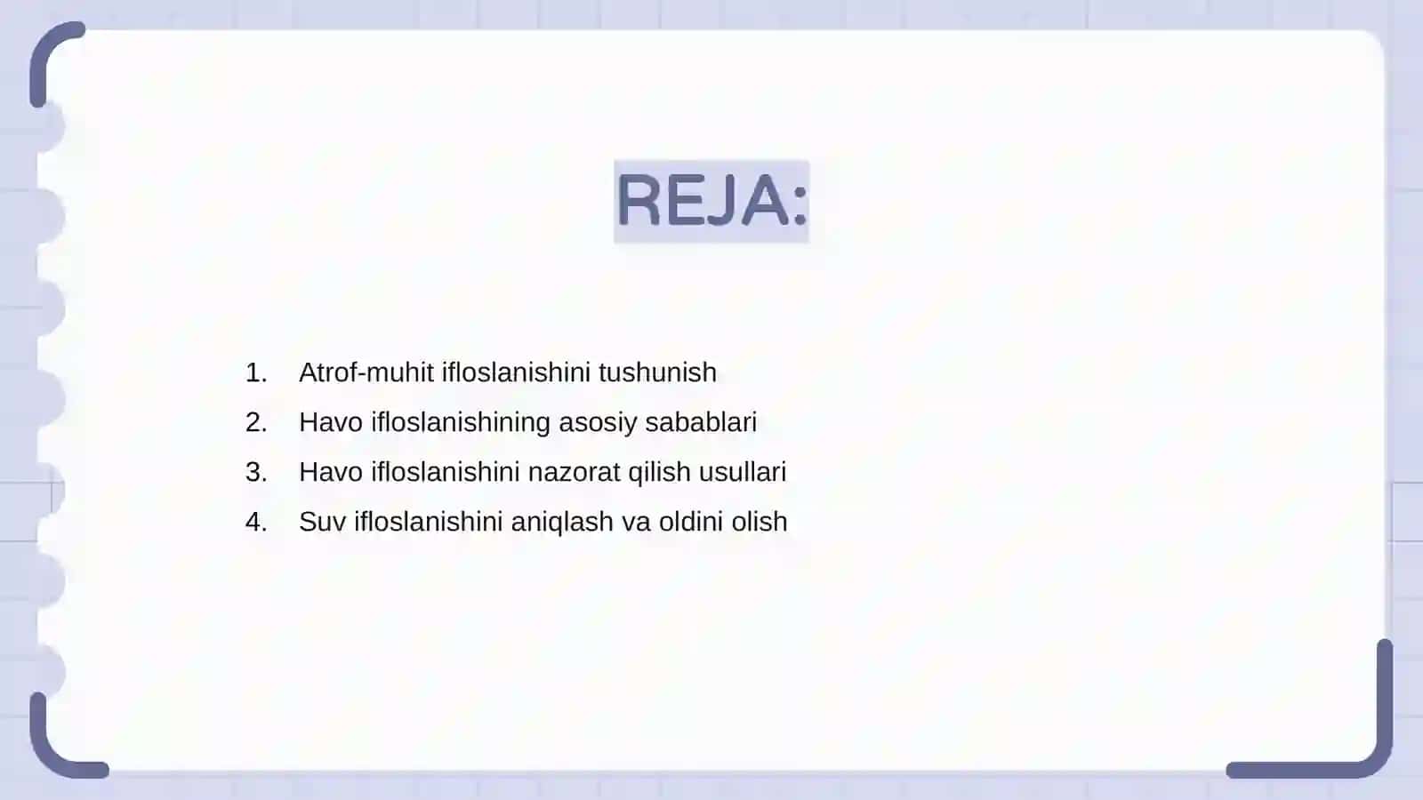 Atrof-muhit ifloslanishini nazorat qilish usullari (havo, suv, tuproq) 2
