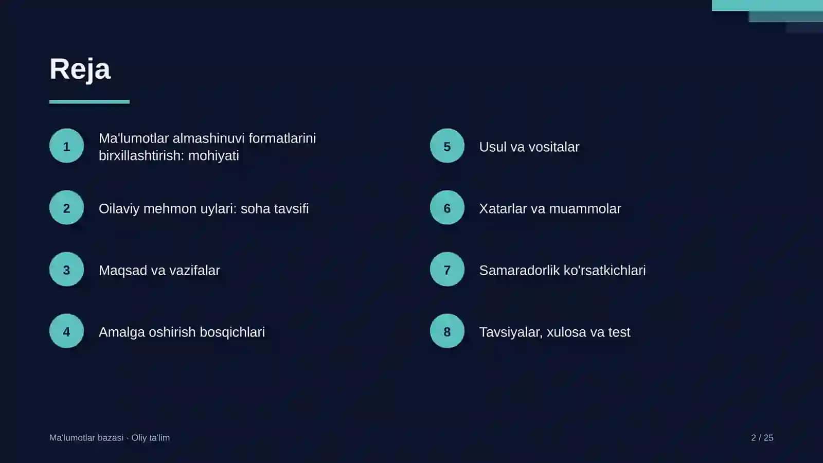oilaviy mehmon uylarida ma'lumotlar almashinuvi formatlarini birxillashtirish 5087 2