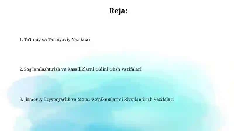 Jismony tarbiya darslarining vazifalari 2