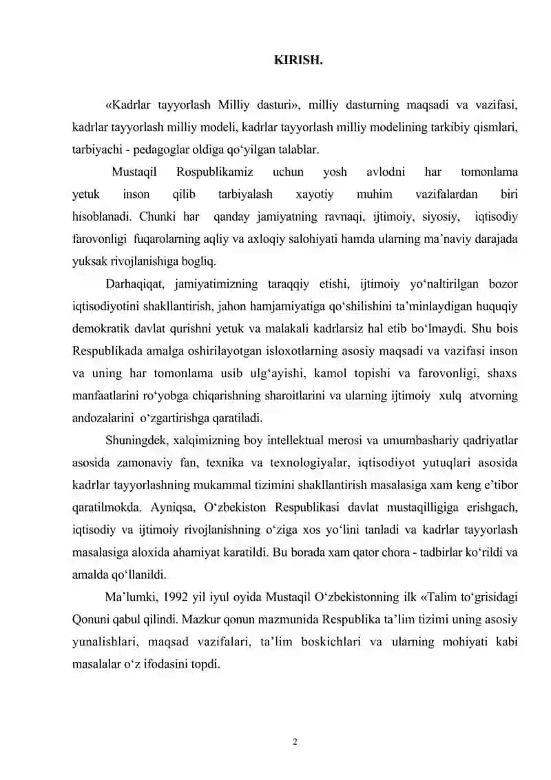 Kadrlar Tayyorlash Milliy Dasturi 2