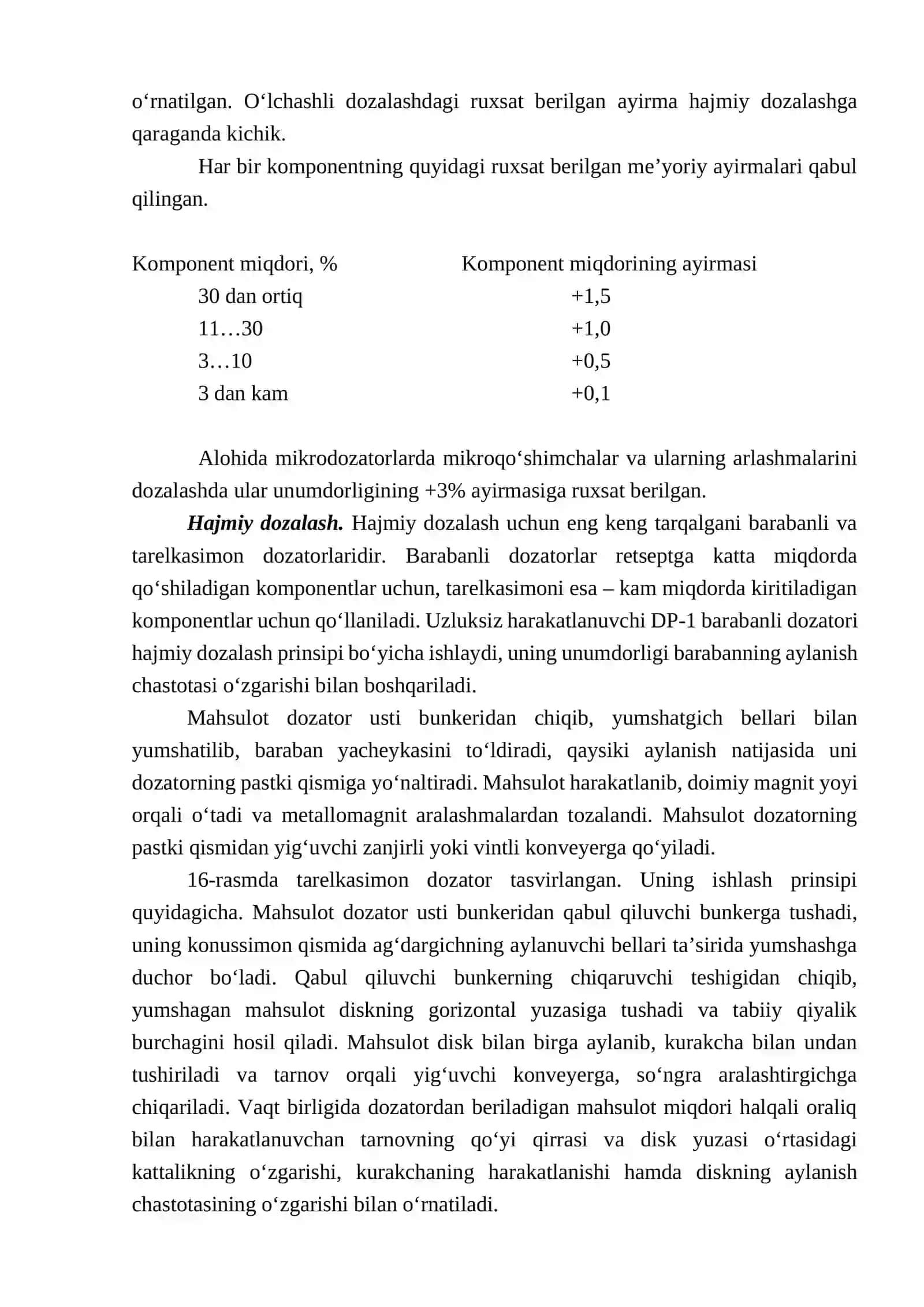 Komponentlarni dozalash, aralashtirish va kiritish 2
