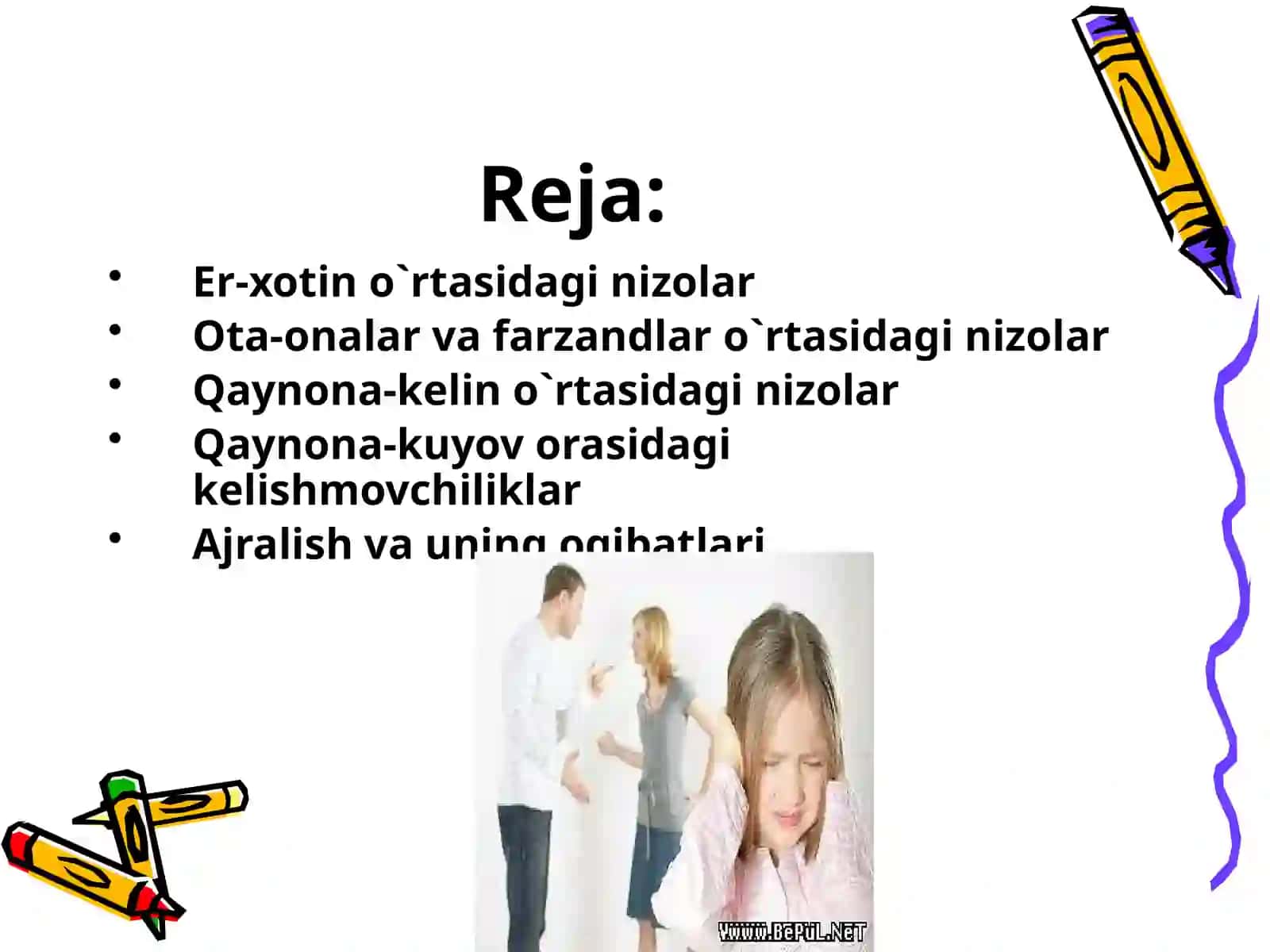 Oilaviy nizolar, ajralish, uning sababi va oqibatlari 2