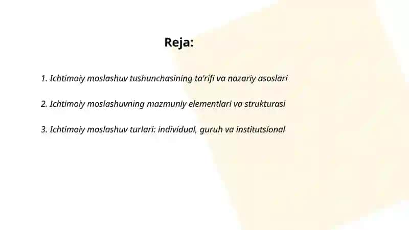 Ichtimoiy moslashuv tushunchasi va uning mazmuni 2