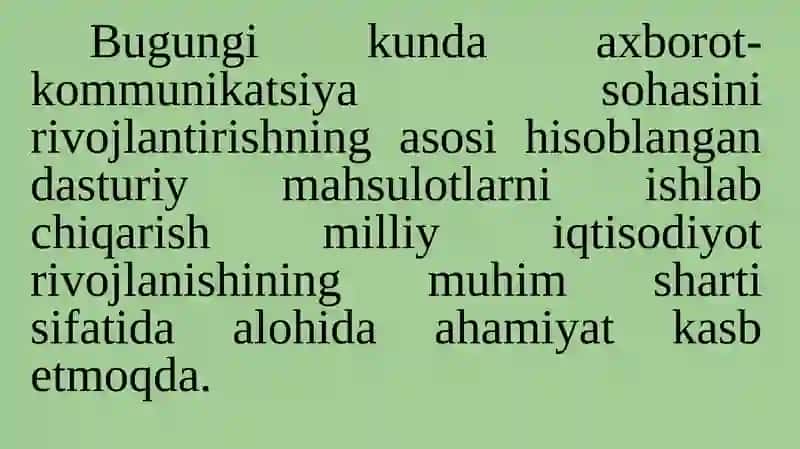 IQTISODIYOTDA FOYDALANILADIGAN DASTURIY MAHSULOTLAR 2