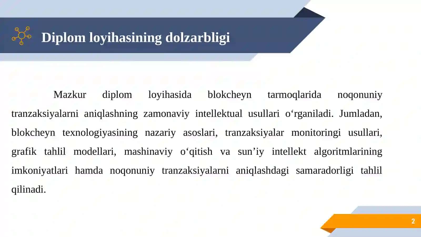 Blokcheyn tarmog‘ida noqonuniy tranzaksiyalarini aniqlash modellari 2