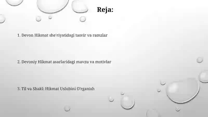 Devon Hikmatning poetik xususiyatlari 2