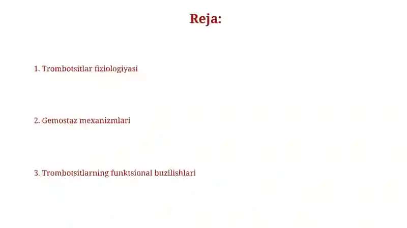 Trombotsitlar fiziologiyasi. Gemostaz 2