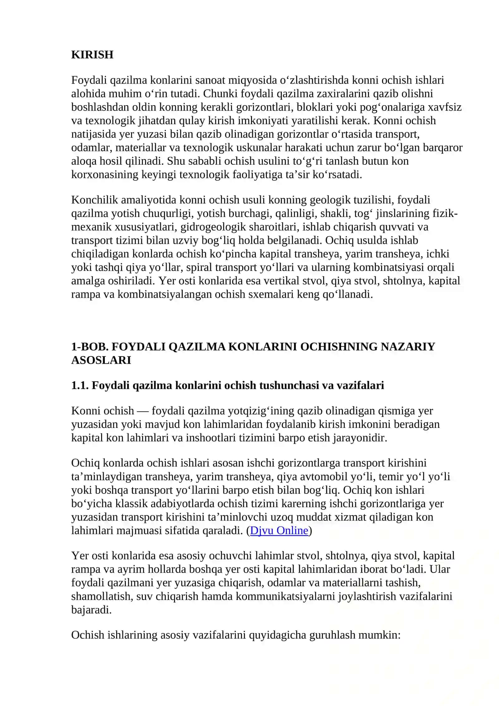 FOYDALI QAZILMA KONLARINI OCHISH USULLARI 2