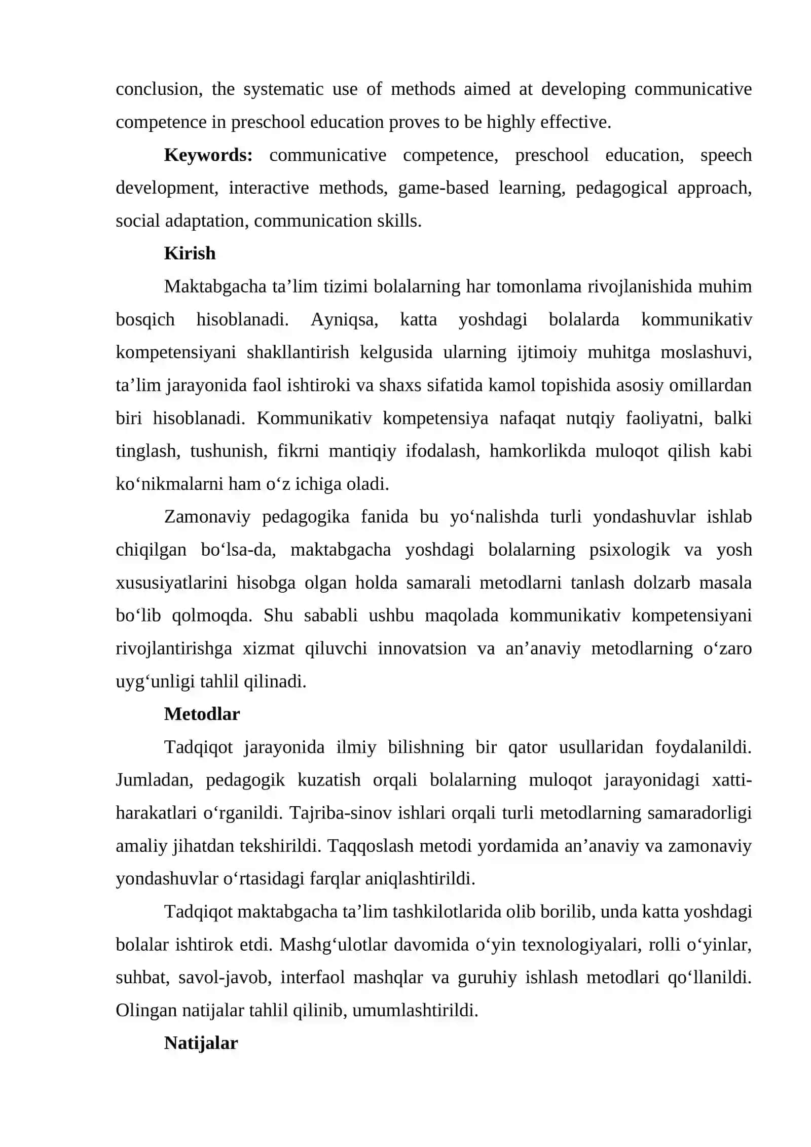 MAKTABGACHA KATTA YOSHDAGI BOLALARDA KOMMUNIKATIV KOMPETENSIYANI SHAKLLANTIRISH METODLARI 2