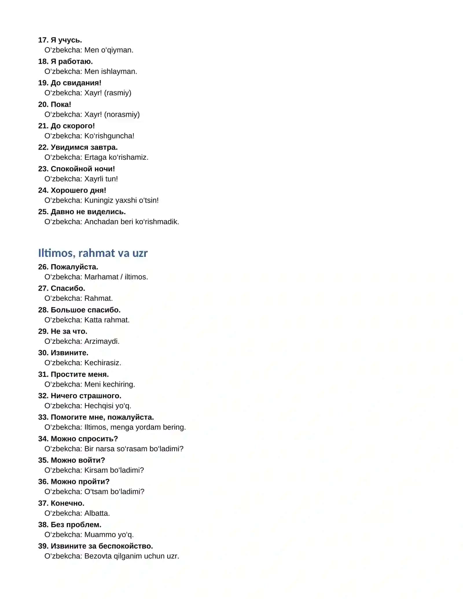RUS TILI KUNDALIK MULOQOT UCHUN 500 TA IBORAt 2