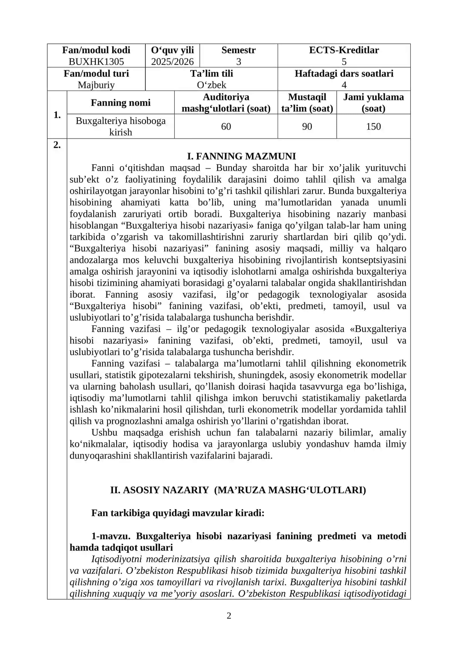 BUXGALTERIYA HISOBIGA KIRISH 2