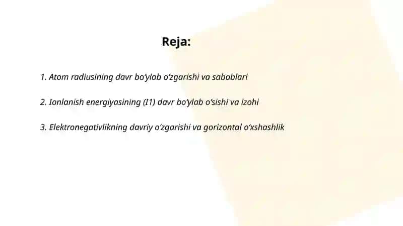 Elementlarning davriy oʻzgaruvchan xossalari 2