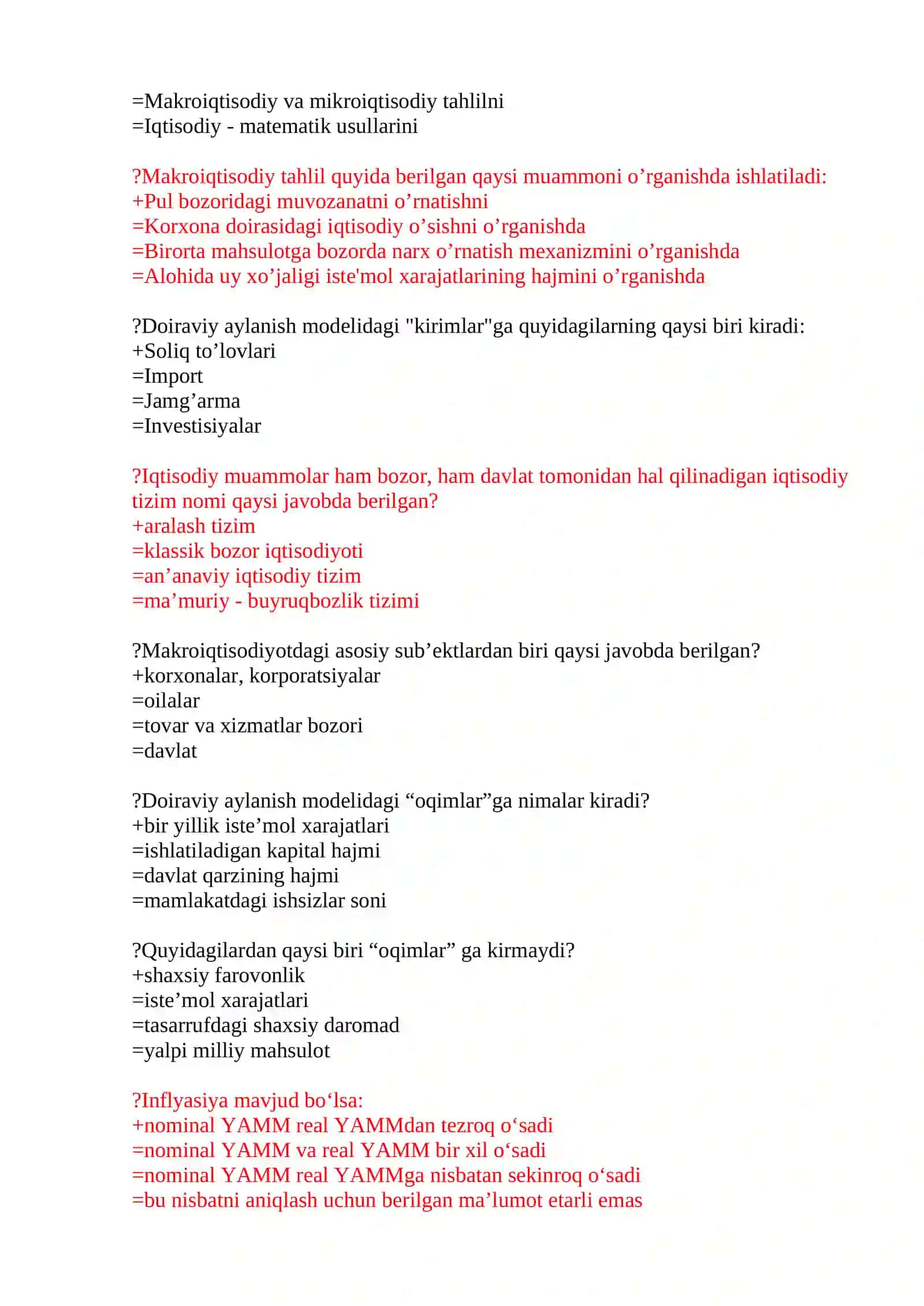 MAKROIQTISODIYOT FANIDAN TEST SAVOLLARI 2