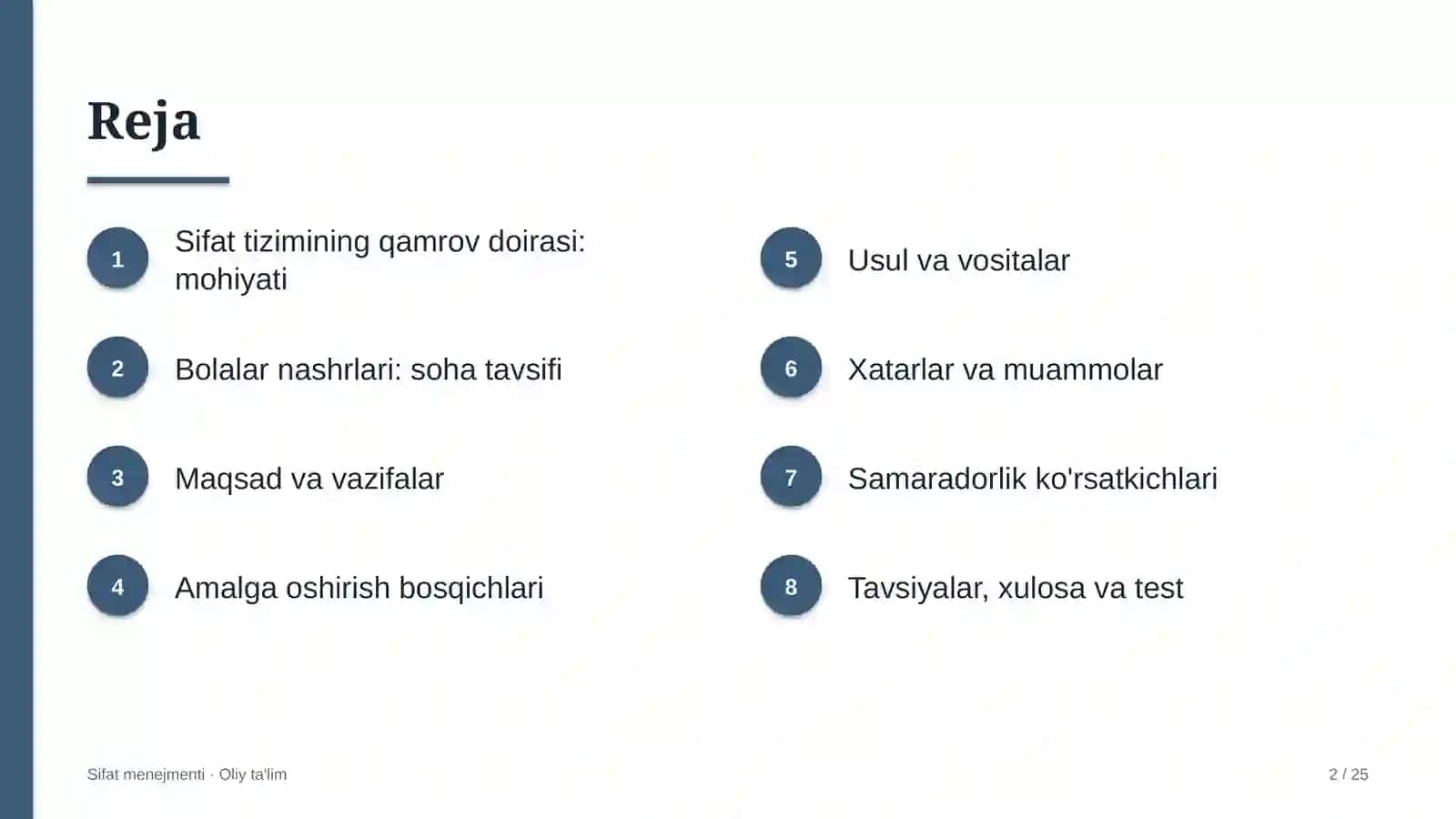 Sifat Menejmenti · Oliy Ta'lilm 2