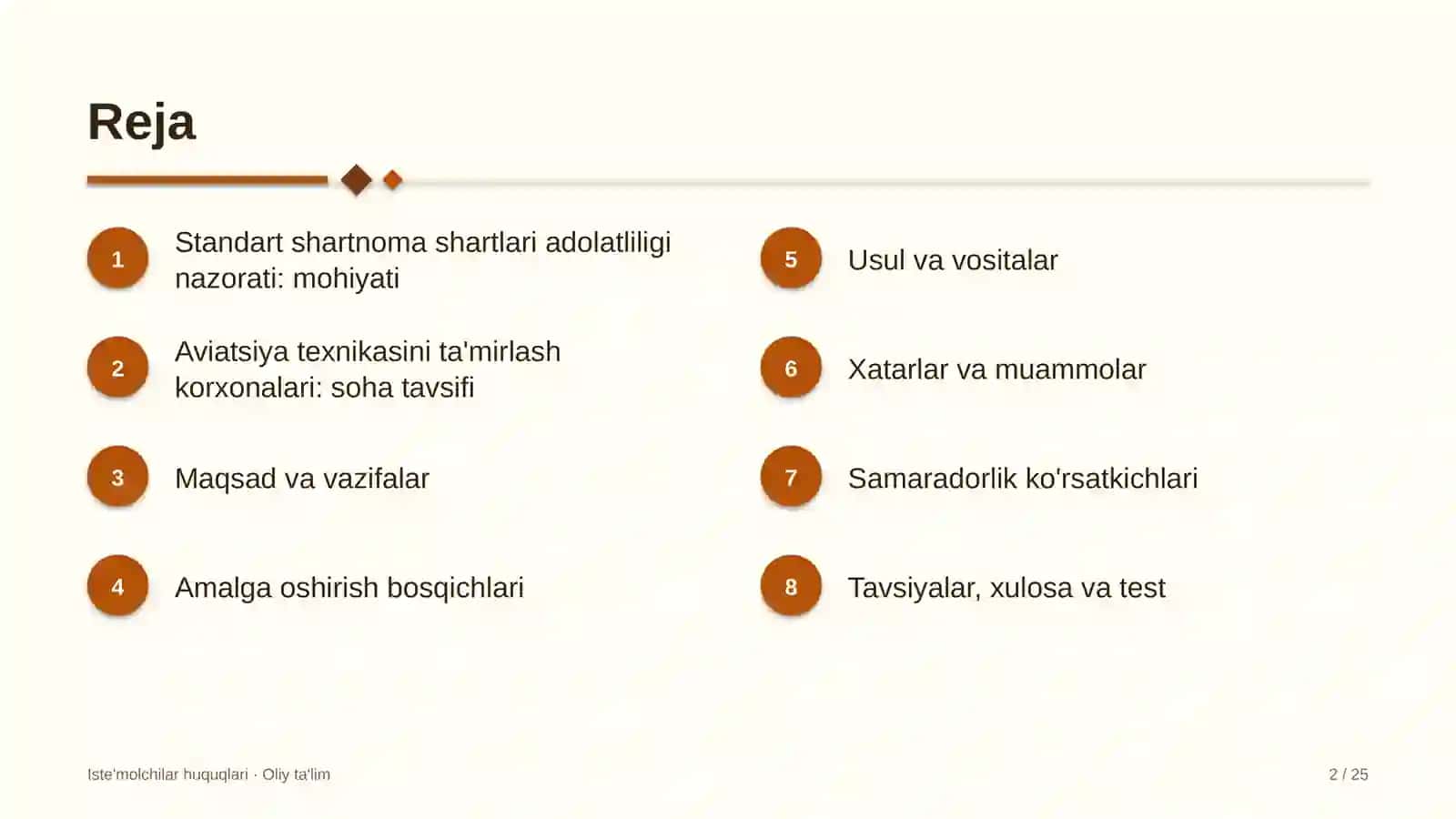 Aviatsiya texnikasini ta'mirlash korxonalarida standart shartnoma shartlarining adolatliligini nazorat qilish 2