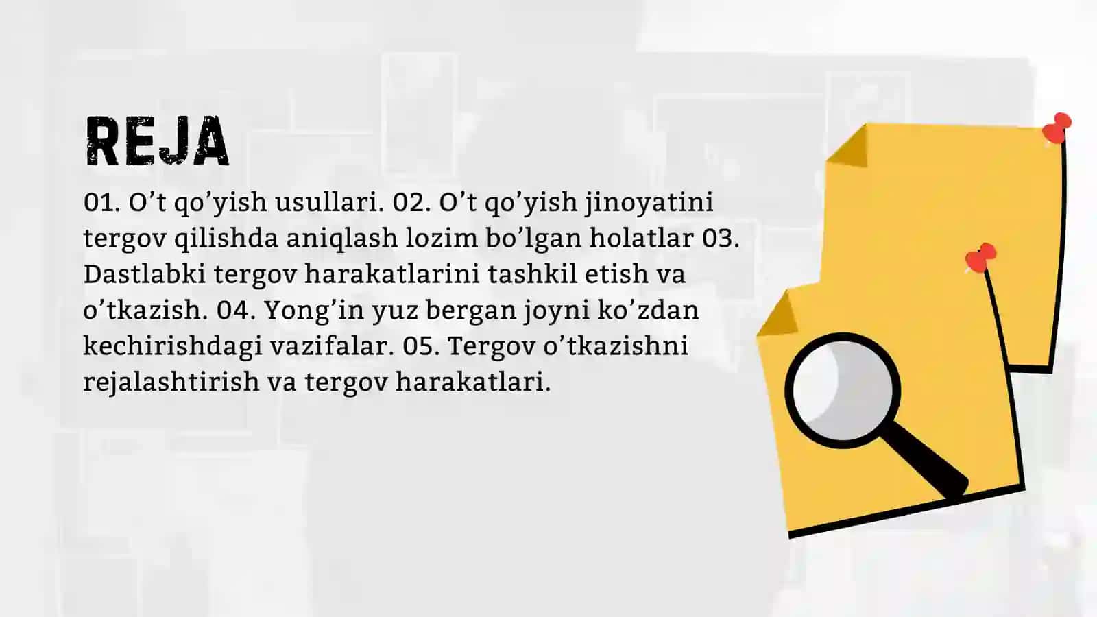 O’t Qo’yish jinoyatini tergov qilish 2