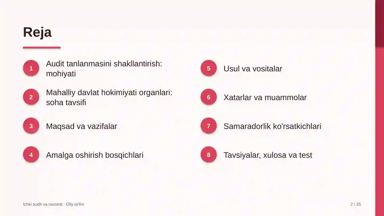 Mahalliy davlat hokimiyati organlarida audit tanlanmasini shakllantirish 2