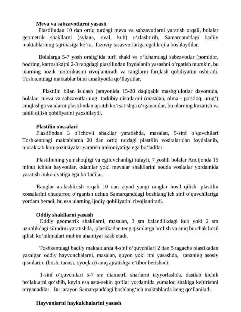 Boshlang’ich sinflarda texnologiya plastilin bilan ishlash texnologiyasi 2