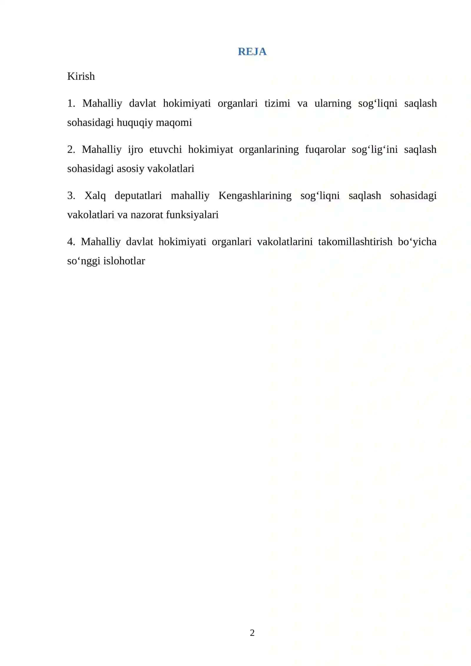 Mahalliy hokimiyat organlarining sog'liqni saqlash sohadagi vakolatlari 2
